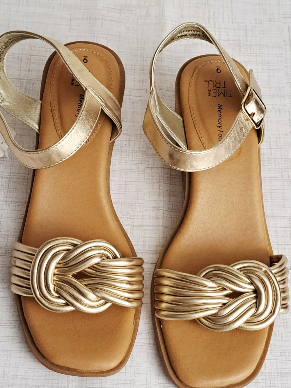 Time and Tru Gold Wedge Sandals